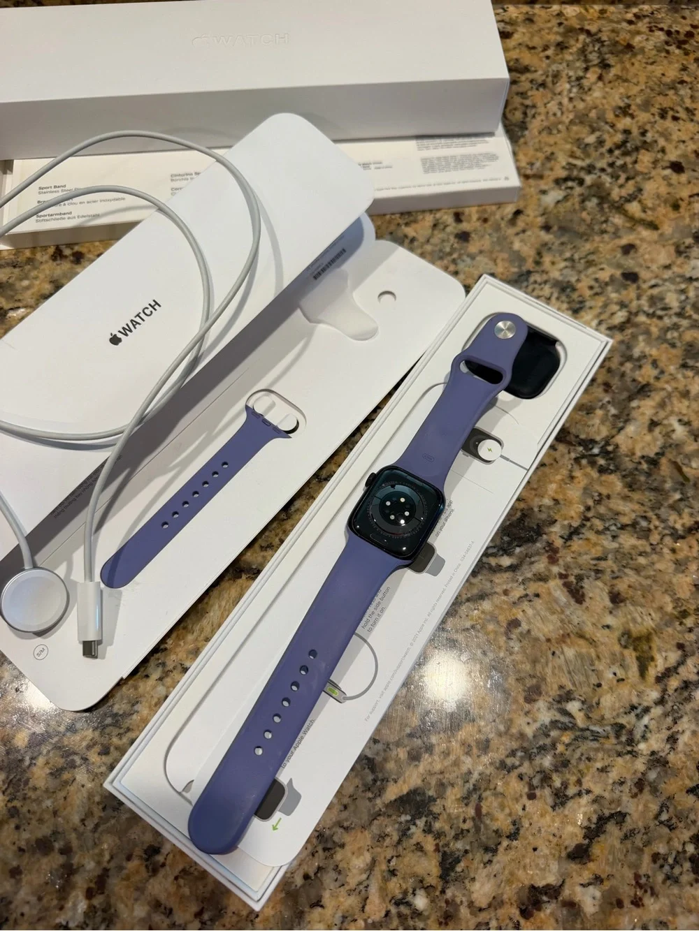 Apple Watch Series 7 with Lavender Sport Band